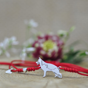 Owczarek Niemiecki - bransoletka z psem, srebro 925