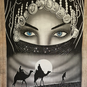 Papirus, Beduinka, 40x60cm, Oryginalny 100%, Egipt, papier papirusowy