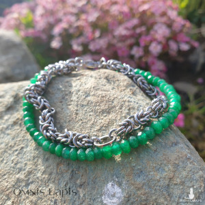 Bransoletka chainmaille- zielony jadeit
