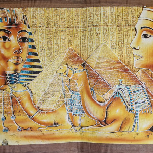 Papirus, Tutanchamon i Nefertiti, 90x65cm, Oryginalny 100%, Egipt, Obraz, papier papirusowy