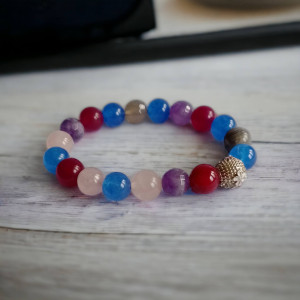 Bransoletka z chalcedonem i ametystami