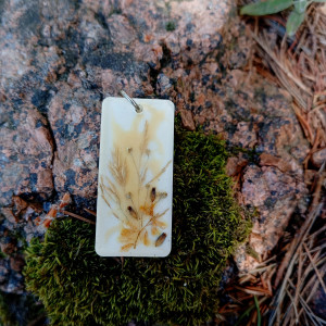 Zawieszka z żywicy, prostokątna biała