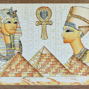 Papirus, Nefertiti i Tutanchamon, 30x40cm, Oryginalny 100%, Starożytny Egipt, Obraz