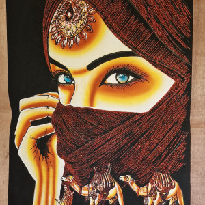 Papirus, Beduinka, 90x65cm, Oryginalny 100%, Egipt, Obraz, papier papirusowy
