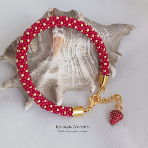 Bransoletka z truskawką, czerwono-złota