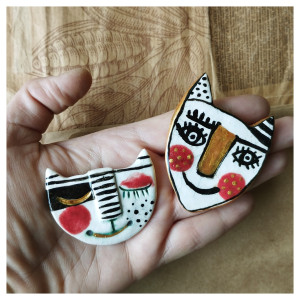 Zestaw 2 broszek ręcznie malowanych