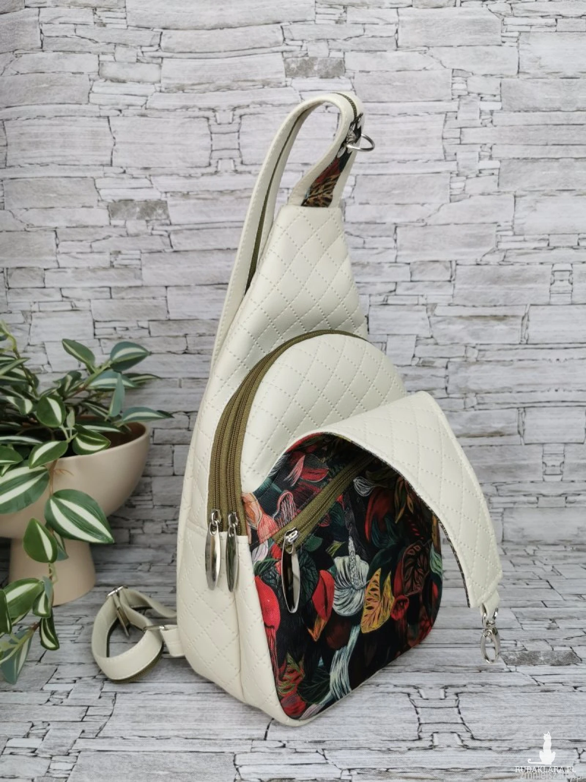 Plecak damski dwukomorowy  na jedno ramię - ogród by forest forever