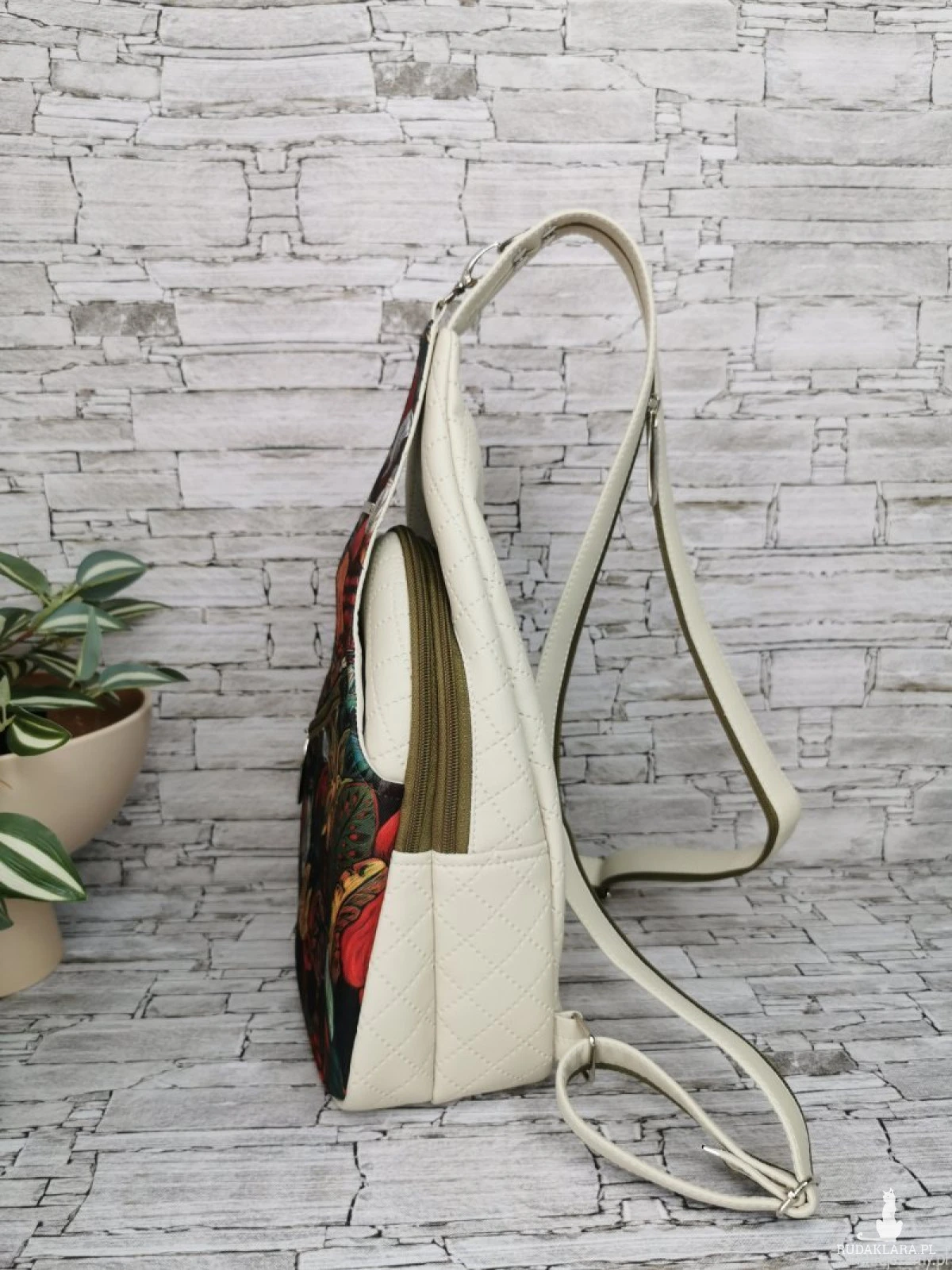 Plecak damski dwukomorowy  na jedno ramię - ogród by forest forever