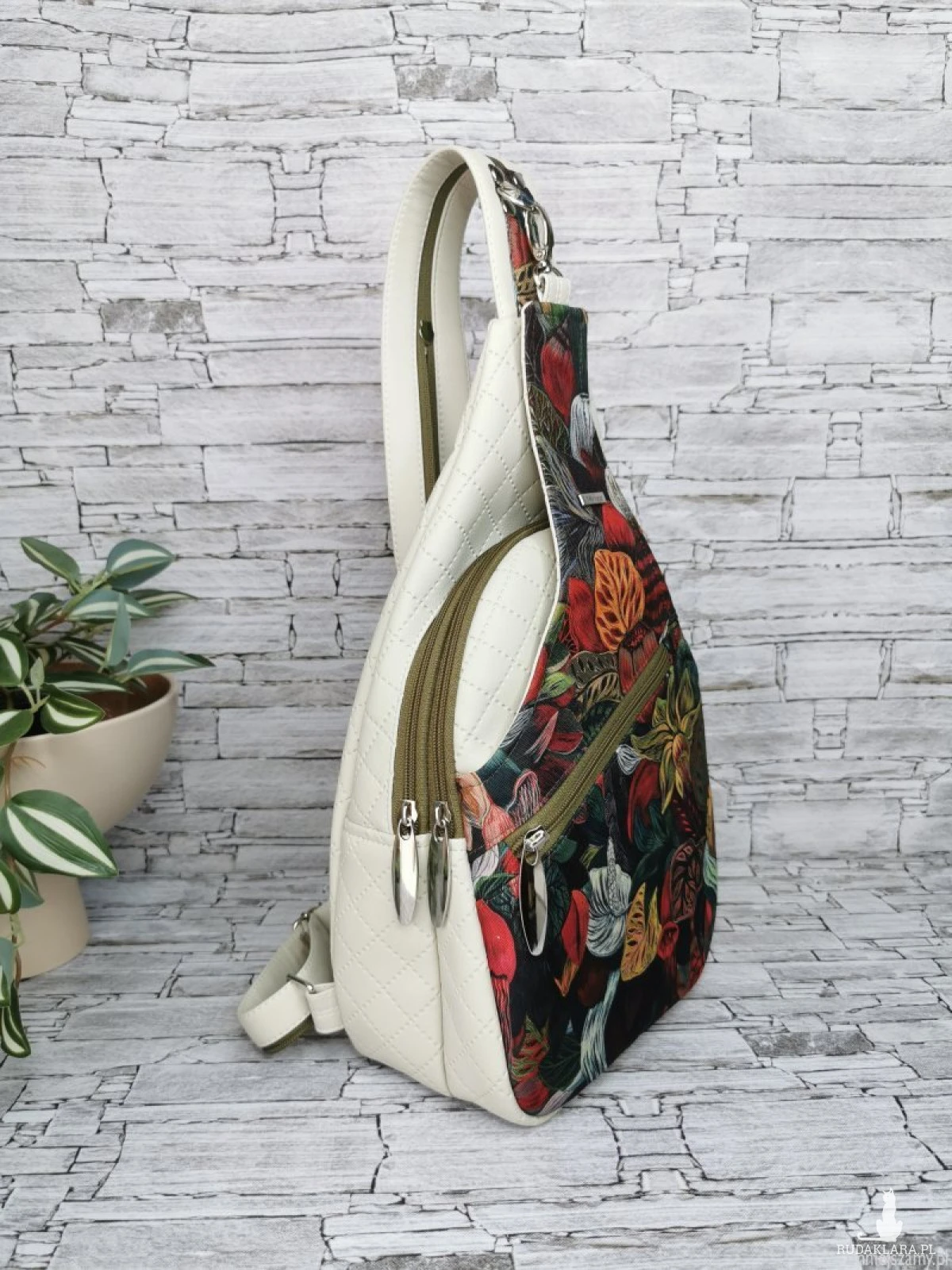 Plecak damski dwukomorowy  na jedno ramię - ogród by forest forever