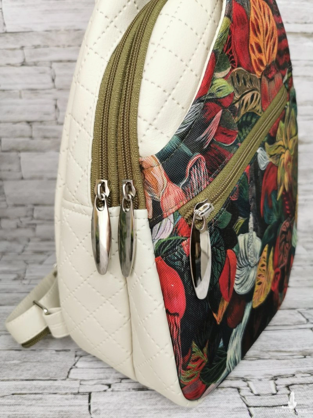 Plecak damski dwukomorowy  na jedno ramię - ogród by forest forever