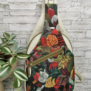 Plecak damski dwukomorowy  na jedno ramię - ogród by forest forever