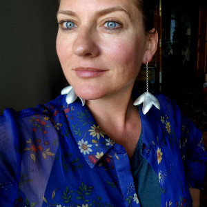 Kolczyki  kwiaty  srebrno czarne