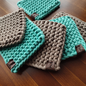 Podkładki pod kubek - zestaw turkus-brąz 6 szt.