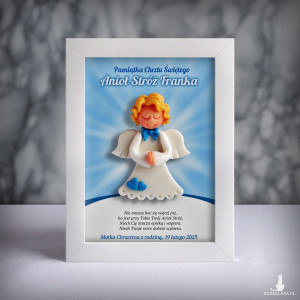 Pamiątka Chrztu Świętego - ramka 13x18 z aniołkiem