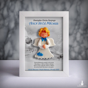 Pamiątka Chrztu Świętego - ramka 13x18 z aniołkiem