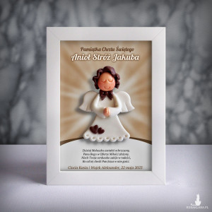 Pamiątka Chrztu Świętego - ramka 13x18 z aniołkiem