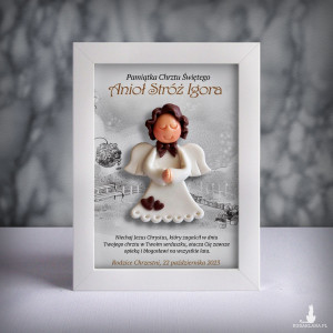 Pamiątka Chrztu Świętego - ramka 13x18 z aniołkiem