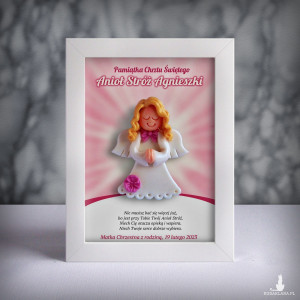 Pamiątka Chrztu Świętego - ramka 13x18 z aniołkiem