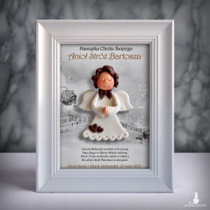 Pamiątka Chrztu Świętego - ramka 13x18 z aniołkiem
