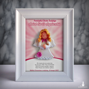 Pamiątka Chrztu Świętego - ramka 13x18 z aniołkiem