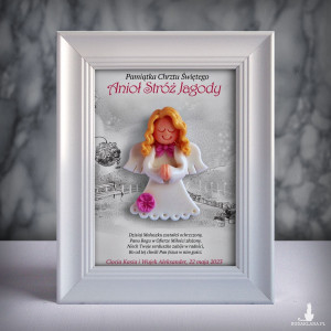 Pamiątka Chrztu Świętego - ramka 13x18 z aniołkiem