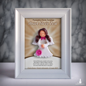 Pamiątka Chrztu Świętego - ramka 13x18 z aniołkiem