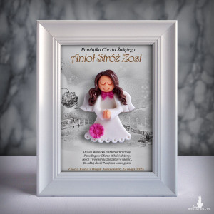 Pamiątka Chrztu Świętego - ramka 13x18 z aniołkiem