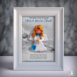 Pamiątka Chrztu Świętego - ramka 13x18 z aniołkiem
