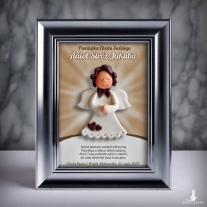 Pamiątka Chrztu Świętego - ramka 13x18 z aniołkiem
