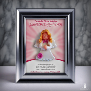 Pamiątka Chrztu Świętego - ramka 13x18 z aniołkiem