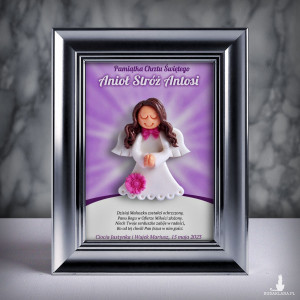 Pamiątka Chrztu Świętego - ramka 13x18 z aniołkiem