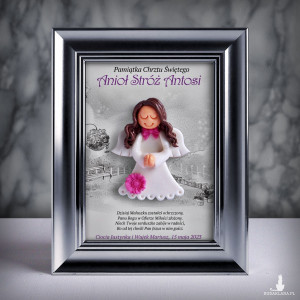 Pamiątka Chrztu Świętego - ramka 13x18 z aniołkiem