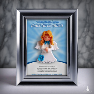 Pamiątka Chrztu Świętego - ramka 13x18 z aniołkiem