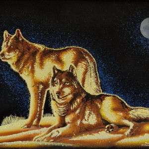 Obraz, 35x50cm, Wilki, Płótno Faraońskie, Egipt, 100% oryginalny,