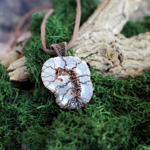 Wisior drzewo agat solarny drzewo życia drzewo kosmiczne Yggdrasil antyczna miedź przepiękny wyjątkowy