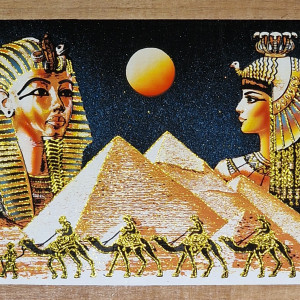 Papirus, Kleopatra i Tutanchamon , 60x40 cm, Oryginalny 100%, Egipt, Obraz, papier papirusowy