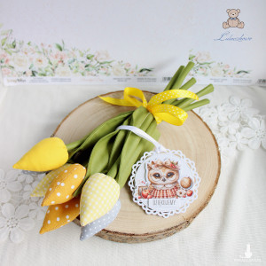 Tulipany prezent dla nauczyciela na zakończenie roku szkolnego żółte GOTOWE