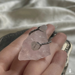 podwójny pierścionek KWARC RÓŻOWY stał chirurgiczna