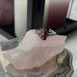 pierścionek regulowany czerwony jaspis stal chirurgiczna