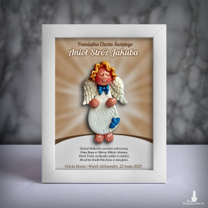 Pamiątka Chrztu Świętego - ramka 15x20 z aniołkiem