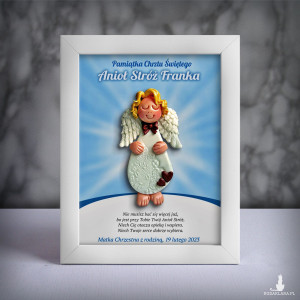 Pamiątka Chrztu Świętego - ramka 15x20 z aniołkiem