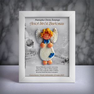 Pamiątka Chrztu Świętego - ramka 15x20 z aniołkiem