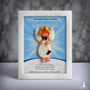 Pamiątka Chrztu Świętego - ramka 15x20 z aniołkiem