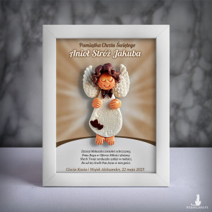 Pamiątka Chrztu Świętego - ramka 15x20 z aniołkiem