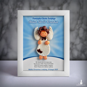 Pamiątka Chrztu Świętego - ramka 15x20 z aniołkiem