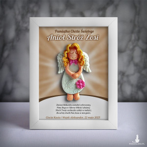 Pamiątka Chrztu Świętego - ramka 15x20 z aniołkiem
