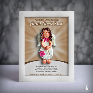 Pamiątka Chrztu Świętego - ramka 15x20 z aniołkiem