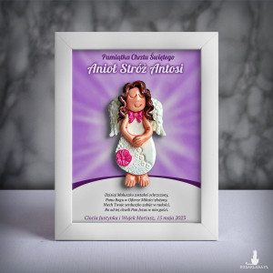 Pamiątka Chrztu Świętego - ramka 15x20 z aniołkiem