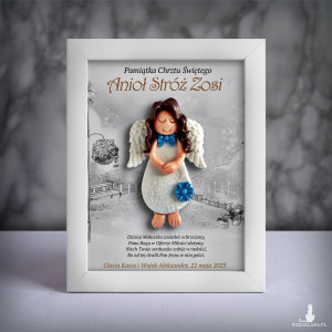 Pamiątka Chrztu Świętego - ramka 15x20 z aniołkiem