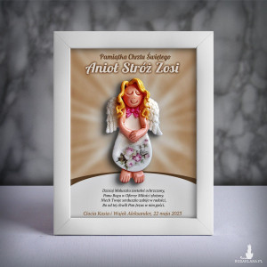 Pamiątka Chrztu Świętego - ramka 15x20 z aniołkiem